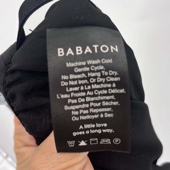 Babaton Pleated Midi Skirt Black Printed Size XS - Picture 3 of 5